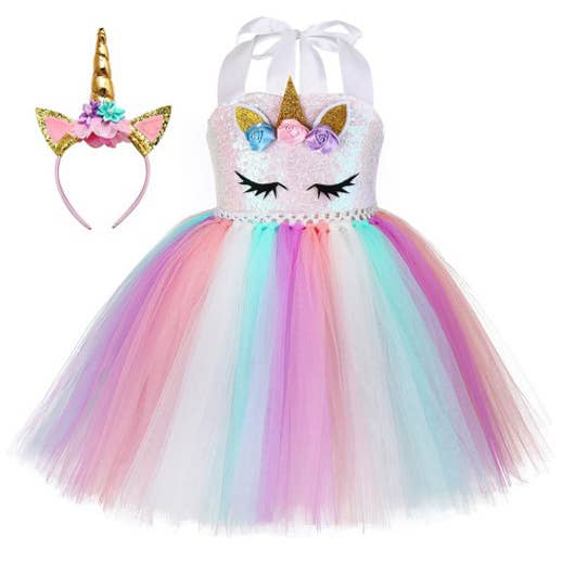 Pastel Unicorn Tutu Dress with Headband