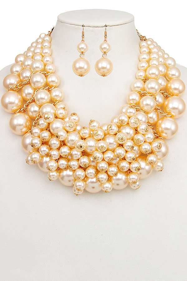 PEARL CLUSTER STATEMENT COLLAR NECKLACE SET 791