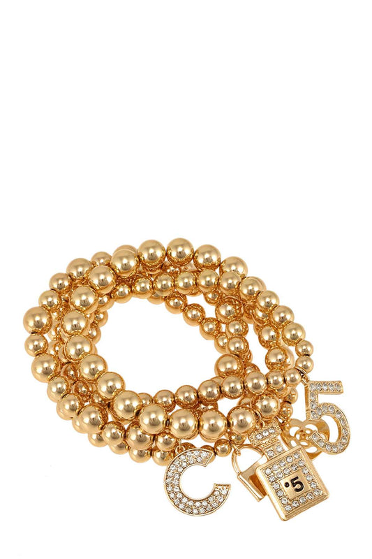 Multiple Charm Beads Stretchable Bracelet 1239