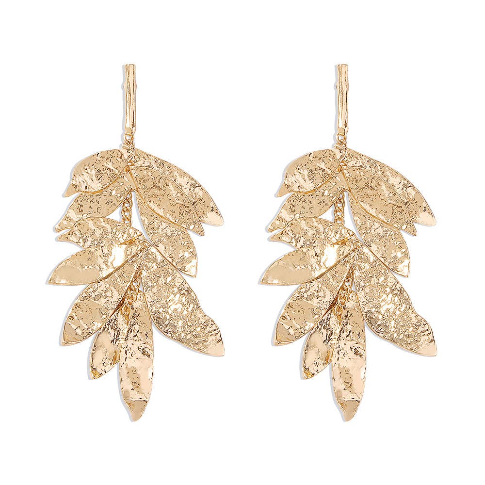 Gold Color Leaf Vintage Dangle Earrings For Women