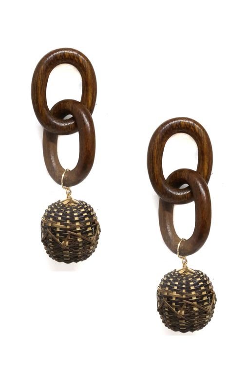 Nature Elements Earring in Wood Brown and Gold